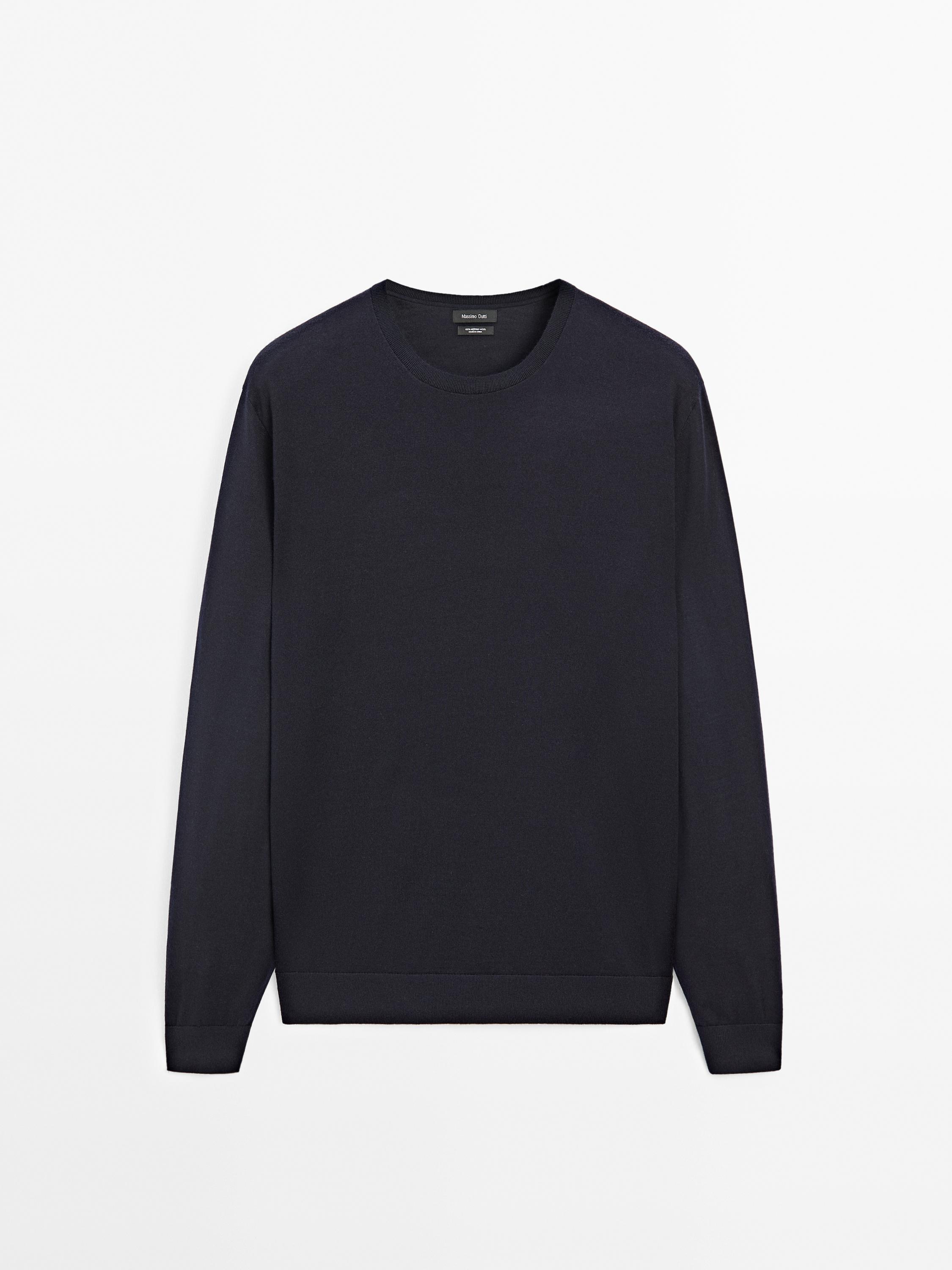 Pull col rond en maille de laine mérinos